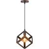 iDEGU Lampadario a Sospensione Vintage a Forma di Cubo Stile Geometrico E27 Lampada da Soffitto in Metallo per Camera da Letto, Soggiorno, Ristorante, Bar - 16cm, Ruggine