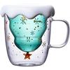 LINCMAN Carino Natale Tazza di Caffè Doppia Parete Tazza di Vetro Perfetto per Latte Macchiato,Americano,Cappuccino Adatto Come Regalo di Compleanno Romantico Creativo(Christmas Cup)
