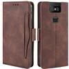 HualuBro Cover per ASUS Zenfone 6 ZS630KL, Flip a Libro in Premium PU Pelle Magnetica Antiurto Portafoglio Custodia per ASUS Zenfone 6 6Z ZS630KL 2019 - Marrone