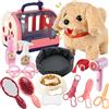 STAY GENT Interattivo Cane al Guinzaglio per Bambina 3-8 Anni, 16Pz. Elettrico Peluche Cane Robot Toelettatura Gioco con Cucciolo Gabbia, Cane Giocattolo che Cammina e Abbaia Veterinario Ruolo Regali
