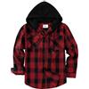 SwissWell Camicia Uomo Flanella a Quadri Manica Lunga Con Cappuccio - Felpa Casual Rosso Scuro XL