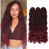 S-noilite 3 Bundles Wave Faux Locs Capelli all'uncinetto con estremità ricci Trecce profonde Trecce Estensione dei capelli Locs della dea Capelli intrecciati all'uncinetto 50cm - Nero a Borgogna