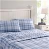 Laura Ashley Completo Lenzuola Flanella di Cotone Mulholland Plaid Blu Matrimoniale