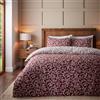 Catherine Lansfield Set copripiumino singolo reversibile in cotone spazzolato Grace floreale foglia rosso