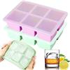 Theuwnee® 2 Pcs Cubetti Ghiaccio Stampo con Coperchio, Grande Stampi per Ghiaccio in Silicone, Certificato LFGB e Senza BPA, Ideale per Congelatore, Whisky, Cocktail e Altre Bevande
