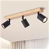 ANWIO Faretti da Soffitto Orientabili,Faretti da Muro,Lampada Soffitto con 3 Lampadine LED GU10 di Vetro,Applique da Parete,Base di Legno,Plafoniera per Negozio,Bar,Vetrina,Cucina (Lampadine Incluse)