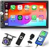 Inefala Autoradio 7 Pollici con Carplay e Android Auto,Stereo 2 Din con Schermo Bluetooth 5.1, Mirror Link, Supporta FM, USB, AUX, TF, Controllo del Volante, Telecamera Posteriore