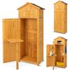 RELAX4LIFE Armadio da Esterno in Legno con Doppia Porta, Tavolino Pieghevole e Tetto Antipioggia in Asfalto - 65 x 42 x 180,5 cm, per Giardino, Patio e Cortile
