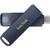 SanDisk 128GB Phone Drive chiavetta USB per iPhone/iPad, PC e Mac (2-in-1 archiviazione iPhone, con connettori Lightning e USB-C Backup Automatico, Protezione Tramite Password) Metallic Sky