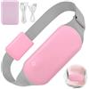 JIZZU Cuscinetto Riscaldante Mestruale Portatile, 3 Livelli di Calore, Fascia Riscaldante Dolori Mestruali con Batteria Ricaricabile da 5000 mAh Può alleviare Dolore Lombare/Schiena/Crampi (Rosa)