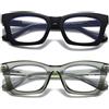 Viseng 2 Paia Occhiali da lettura telaio grande per le Donne con cornice quadrata per le donne Occhiali Anti luce blu Occhiali da lettura alla moda Retro con cerniera a molla 3.5