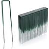 GardenMate 50 Picchetti per Fissaggio a Terra di Filo d'Acciaio Zincato a Caldo, per Prati Sintetici, 150 mm x 25 mm, Spessore Filo d'Acciaio 2,9 mm, Testa Piatta, Metà Verde Metà Color Acciaio