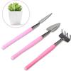 LuckyOpt Set di 3 attrezzi da giardinaggio in acciaio inox, pala, rastrello, vanga, mini attrezzi da giardino per piante grasse in vaso, fiori, strumento da giardinaggio manuale per giardinieri