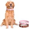 KOMUNJ Collare in cuoio per animali domestici, piccolo, Rotondo,per gatti, per cani extra small, small, medium e large,Rosa, s
