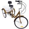 Sengfwin 24 pollici triciclo adulto 6 velocità bicicletta a tre ruote Premium bike triciclo con cestino con parafango strisce riflettenti che oro shopping picnic Sport all'aperto anziani