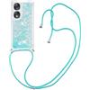 SNCLET Custodia per Honor 90 con Cordino Glitter Sabbie Mobili Liquido Custodia Cordino a Tracolla Cordino Regolabile Lanyard Necklace Sottile Morbido Silicone Custodia per Honor 90,Azzurro