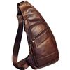 Xieben Zaino in pelle a tracolla Borsa a tracolla per uomo Donna Tracolla Petto da giorno Zaino da viaggio Escursionismo all'aperto Campeggio Casual Day Pack Pouch Daypack