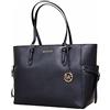 Michael Kors Gilly Large Jet Set Drawstring Top Zip Tote Black Saffiano Leather