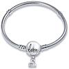 MariaFonte Bracciale Semi-Rigido in argento Sterling con chiusura a clip sferica iscrizione Love e cuoricino (Lunghezza 20 cm)