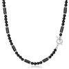 GAVU Collana Pietre Naturali con Perle Rettangolari Uomo, Collana Perline di Onice Nero da Uomo 50cm