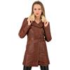 URBAN 5884 Giacca Lunga in Pelle da Donna, MILOU, Cappotto in Vera Pelle di Agnello, Giubbotto Invernale Aderente e Morbido al Tatto, Marrone, M