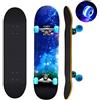 CLYCTIP Skateboard, skateboard completo da 78,7 x 20,3 cm, 9 strati in legno d'acero canadese con ruote colorate lampeggianti per bambini ragazzi e adulti (blu)