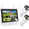 ANNKE Kit di Sorveglianza Wifi 3MP con Schermo LCD da 7, NVR WiFi 4CH 5MP con Touch Screen IPS e 2 Telecamere IP 3MP Esterni, Visione Notturna da 100ft,Audio Bidirezionale,Rilevamento del Movimento
