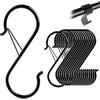 GAOHUI 12 ganci a S, in acciaio inox con fibbia di sicurezza, 9 cm, gancio a S in acciaio inox, anti-goccia, per utensili e asta per armadio, colore nero