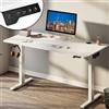 Shally Dogan Scrivania Elettrica Regolabile in Altezza, Tavolo Motorizzato Alzabile con Console di Comando e Tasti di Regolazione, Gancio Supporto Cuffie, Standing Desk (Bianco, 140 x 60 x 72-117 cm)