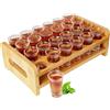 SuproBarware Set di bicchierini da shot, supporto per cocktail e bicchiere, 24 fori con cristallo trasparente, 24 pezzi, 15 ml-20ml, per liquori, whisky, brandy, vodka, rum a casa