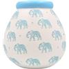 Pot of Dreams Salvadanaio a forma di elefante blu, realizzato a mano, in ceramica, colore bianco, regalo decorativo perfetto per centrotavola soggiorno e camera da letto