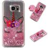 COTDINFOR Compatible with Samsung Galaxy S7 Edge Custodia Brillantini Liquido Glitter Floating Trasparente Silicone Antiurto Protettivo Cover per Galaxy S7 Edge Sleeping Beauty Unicorn XYLS.