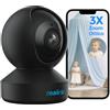 Reolink Telecamera WiFi Interno 5MP con PTZ, Auto Tracking, Zoom Ottico 3X, Telecamera di Sorveglianza WiFi 2.4/5GHz, Baby Monitor, Rilevamento Persone/Animali Domestici, Audio a 2 Vie, E1 Zoom Nero