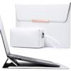 HYZUO 13 Pollici Custodie per PC Portatili con Supporto Incorporato per MacBook Pro 13 M2 M1 2024-2016, MacBook Air 13 M3 M2 M1 2024-2018, 13 iPad Pro/Air, con Borsa Piccola, Motivo Litchi Bianco