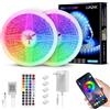 LUXONIC Impermeabile Striscia LED 10m(2X5M), 60 LED/m, 600 LED Super Luminoso, 24V 5050 RGB Esterna Flessibile Luci LED Colorate, APP e Telecomando, Sincronizzazione Musicale, per Cucina, Feste, Bar