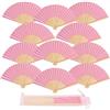 iZoeL 12 Pezzi Ventagli Pieghevoli Rosa Ventagli Matrimonio Ventaglio Carta Manico in bambù Ventaglio Tascabile - Bomboniere Matrimonio Regalo Gli Ospiti Decorazioni Matrimonio Baby Shower Accessori