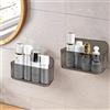 CGBE Mensola per Doccia Senza Foratura, Confezione da 2 Mensole per Bagno, Cestini per Doccia, Mensole per Bagno in Plastica Autoadesive con Montaggio a Parete per Bagno e Cucina.(Grey, Small*2)