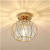 Pheashine Plafoniera Moderna in Cristallo, Mini Lampadario Moderna da Incasso Rotonda E27 Lampada da Soffitto in Metallo e Cristallo Per Corridoio, Ingresso, Camera da Letto, Soggiorno (D'oro)