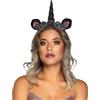 Boland Tiara Dark Unicorn 50029 - Cerchietto per capelli unicorno con glitter, per adulti, corno con fiori e orecchie, copricapo, Carnevale, Carnevale, Fastnacht, Halloween, festa a tema