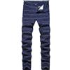 TENGINE Pantaloni scozzesi da uomo, aderenti, elasticizzati, slim fit, chino, da golf, business, casual, Blu a righe, 50