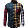 JELLYB Casual Camicie Uomo Moderna Tendenza Moda Splicing Scacchi Stampa Uomo Shirt Autunno Inverno Cardigan Colletto in Piedi Uomo Base Shirt Quotidiana all-Match Uomo Manica Lunga