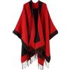 Lachi Scialle Donna Elegante Open Front Front Winter Cardigan Lady Reversible Cape Printed Wraps Femminile a Scacchi a Maglia Tartan Blanket Modello Geometrico Scialle