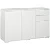 HOMCOM Credenza Mobile, Legno, Bianco, 117x36x74cm, 3 unità