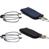 Viseng 2 pack mini occhiali da lettura pieghevoli ultra sottili in metallo occhiali da lettura anti luce blu con compatto e portatile Ultralight piccolo caso in pelle 1.5