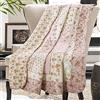 VIVILINEN Trapunta per letto singolo in cotone rosa floreale e stile patchwork, coperta per divano vintage, reversibile, leggera, morbida, per giardino, letto, arredamento per la casa.