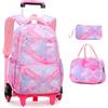 Voici et Voila Regali Scolastici 4 Sets Zaino Ruote per Bambini Elementare Scuola Ragazza Trolley Borsa Viaggio Zainetti per Bambini Cartella Scuola Ragazzi 31x16x45cm