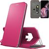 N NEWTOP Cover Compatibile per Samsung Galaxy Note 9, Chiusura Magnetica 360 Capsule Flip Custodia Libro per Carta di Credito Simil Pelle TPU Interno Funzione Stand Supporto (Fucsia)