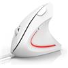TECKNET Mouse Verticale Cablato Ergonomico, 6400 DPI, Protezione del Polso, Cavo USB 1,5 m, Silenzioso Con 6 Pulsanti per PC, Laptop, Windows, Mac, Bianco