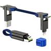 Rolling Square, inCharge X Portachiavi con Cavo Usb Type-c, Cavetto Universale Cellulare, Regalo Uomo, Caricatore Universale Cellulare 6 in 1, Gadget Tecnologico, Blu, Cavo Lightning da 100W