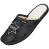 APREGGIO - Ciabatte Estive da Uomo in Pelle Liscia - Pantofole Casa Uomo - Con le dita coperte - Slip-On - Suola Piatta - Leggere - Sheriff Nero - Taglia 40 EU